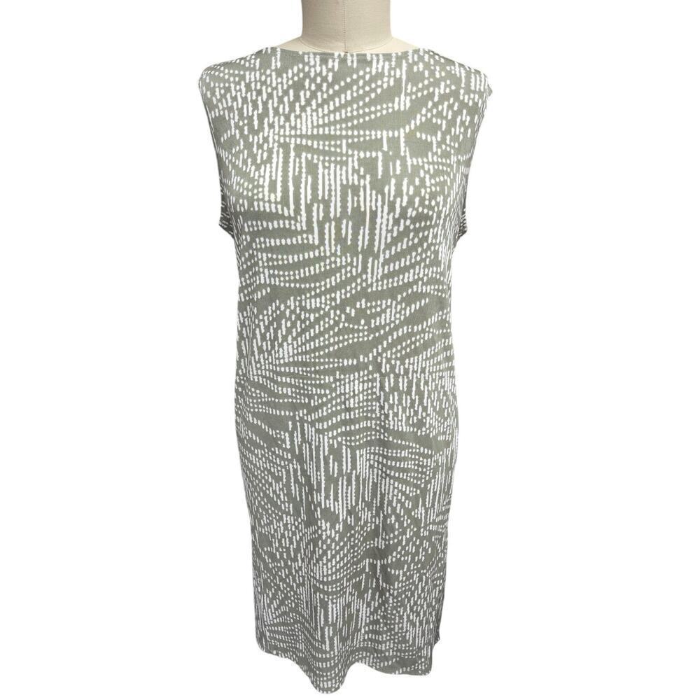 Chicos Travelers Abstract Print Dress Green White No Wrinkle NWT 3